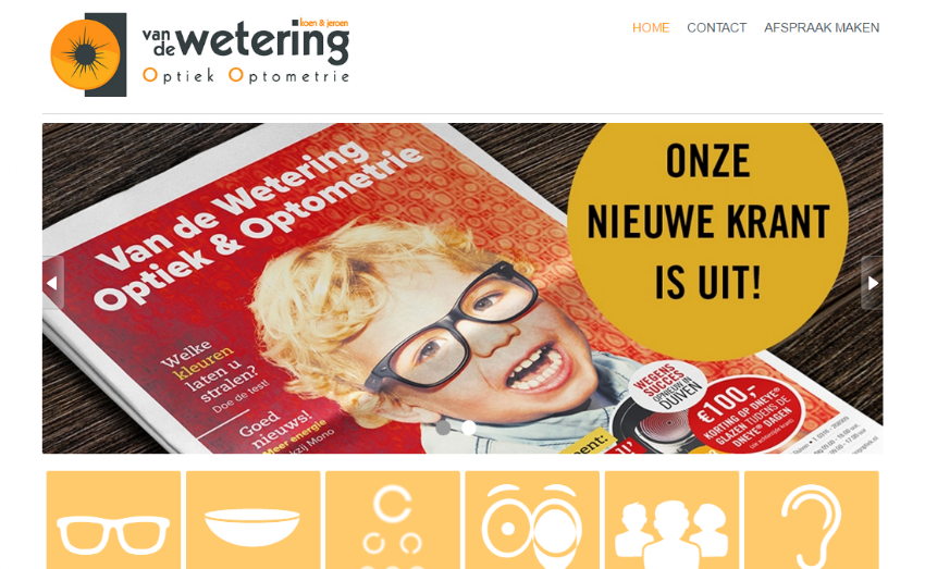 New website for Van de Wetering Optiek & Optometrie