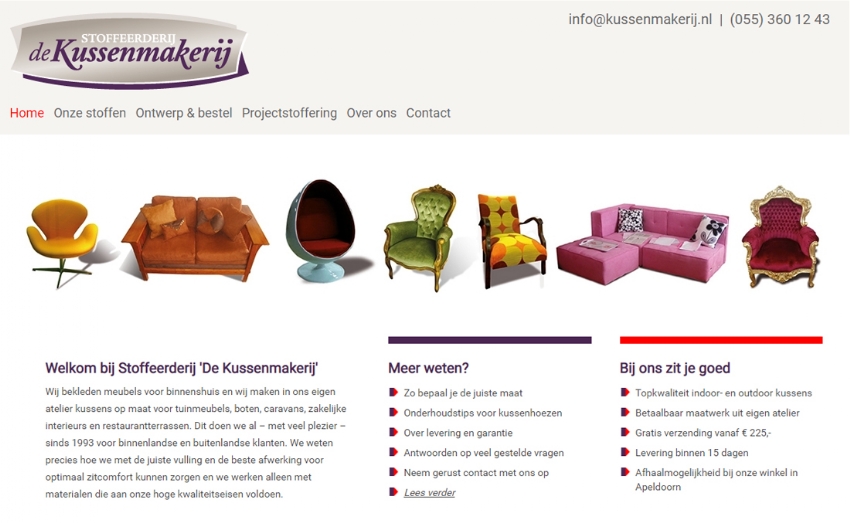 Webshop met kussen-configurator en SEO voor Kussenmakerij.nl